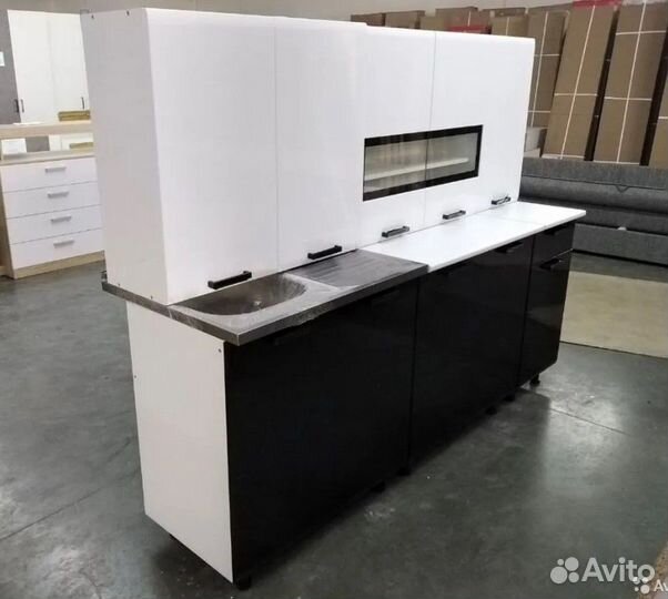 Кухонный гарнитур рио 2.0 м (белый\черный)