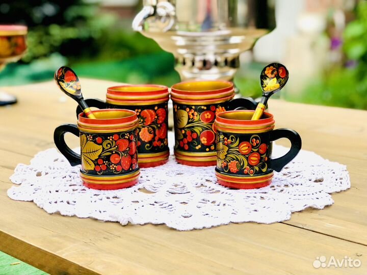 Чайный набор хохлома винтажный