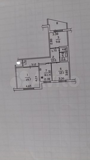 3-к. квартира, 65,5 м², 2/5 эт.