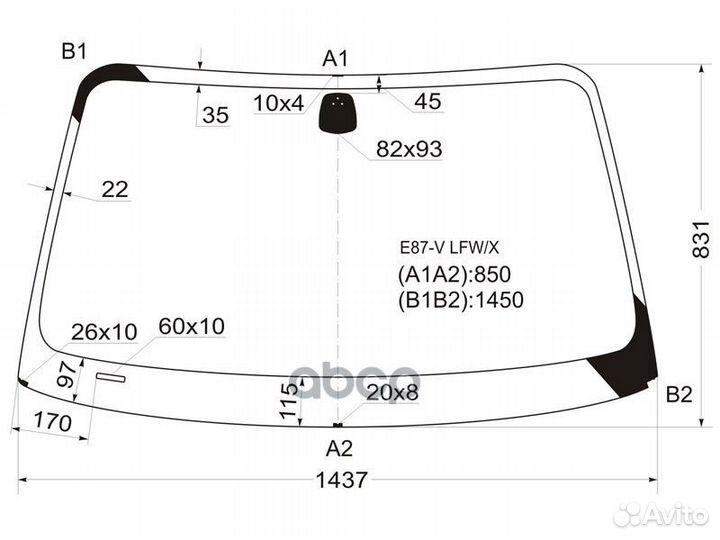 Стекло лобовое BMW 1-series E81/E87 2/3/5D 04-1