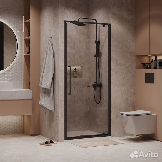 Душевая дверь Niagara Nova NG-85-9AB 90 стекло прозрачное/профиль черный матовый