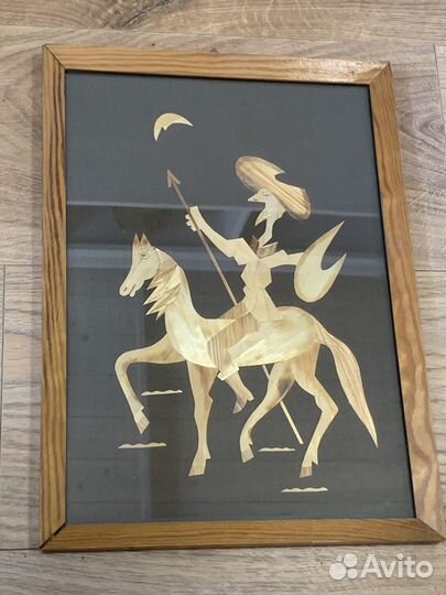 Картина, аппликация из шпона «Дон Кихот»