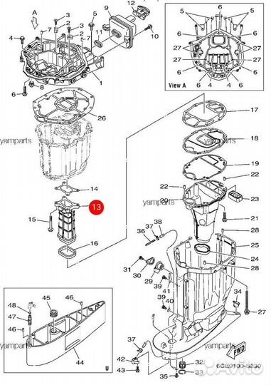 Новый оригинальный глушитель Yamaha 225