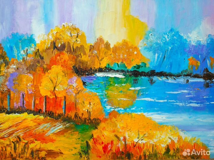 Картина маслом осенний пейзаж