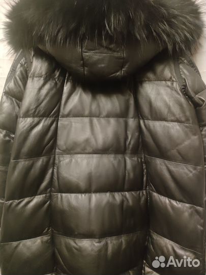 Пуховик нат. кожа зимний женский 50 черный