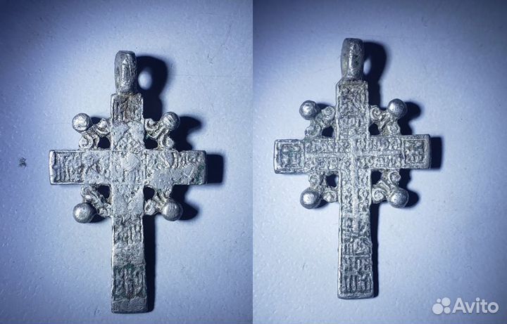 Крестик крест нательный штурвал серебро 17-18 век