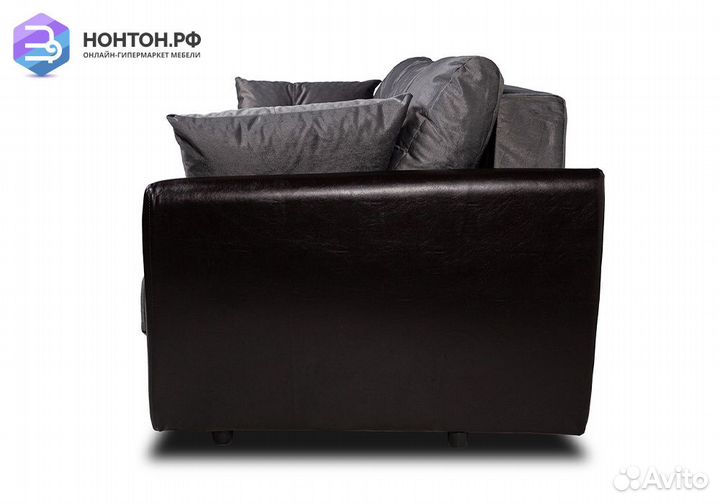 Диван еврокнижка Мадейра Lux серый / черный