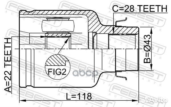 ШРУС внутренний перед прав mazda 3 BK 2003