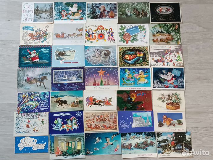 Новогодние открытки СССР заполненные