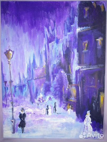 Репродукция картины зимнего пейзажа