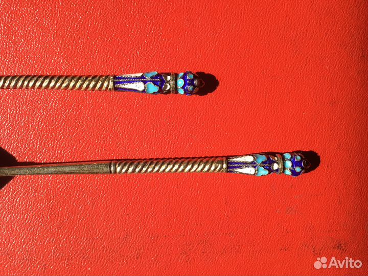 Русские серебряные ложки. Расписная эмаль