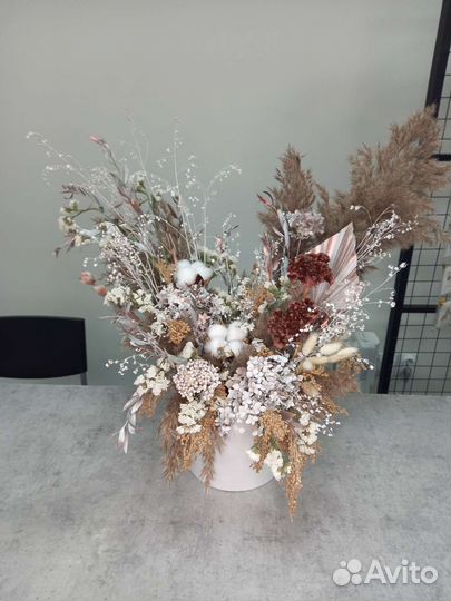 Композиции из сухоцветов в коробках/декор/подарки