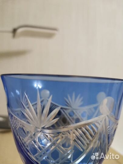 Фужеры двухцветного стекла, алмазная грань за 2 шт