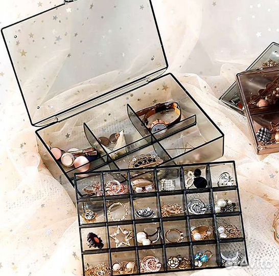 Шкатулка органайзер прозрачная для разных мелочей