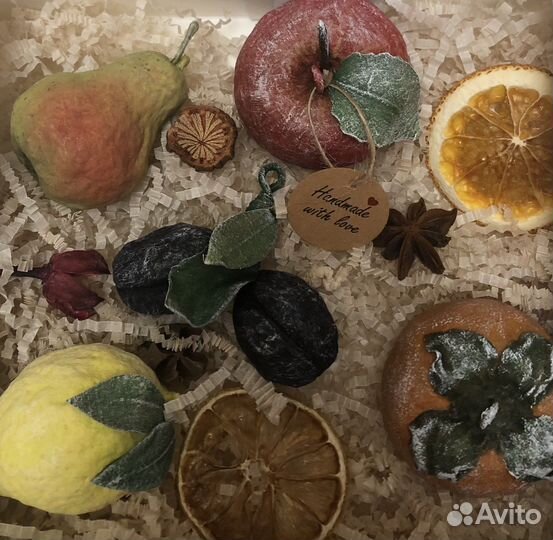 Набор ватных игрушек (фрукты) ручной работы