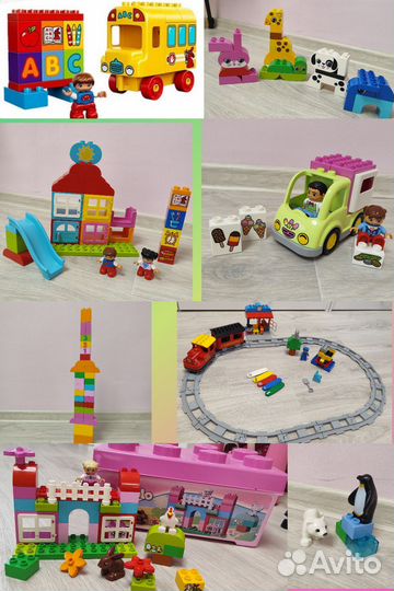 Lego duplo поезд + 6 игровых наборов + доп.кубики