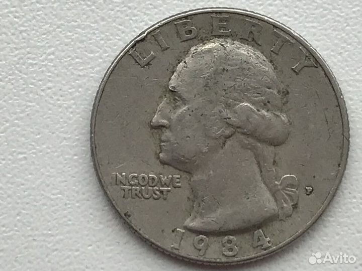 Монета Quarter dollar Liberty 1984