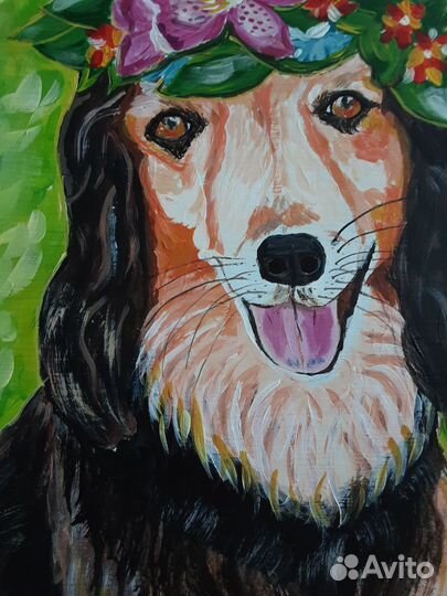 Картина Собака в венке