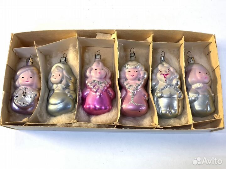 Набор елочных игрушек СССР золушка, стекло