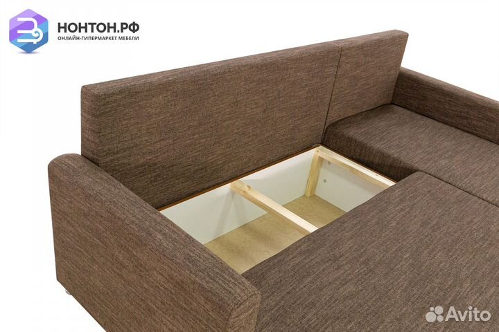 Диван угловой еврокнижка Челси коричневый