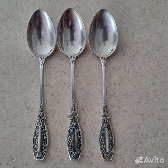 Чайные и заварочная ложки серебро 875 пробы