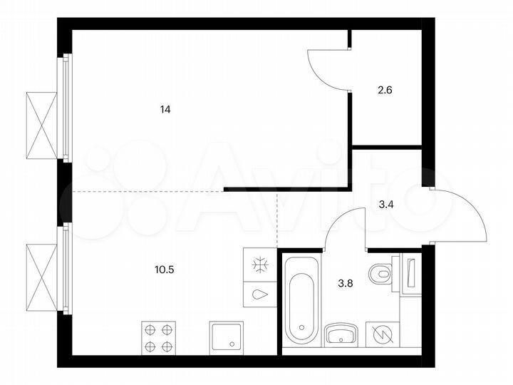 1-к. квартира, 34,3 м², 24/25 эт.