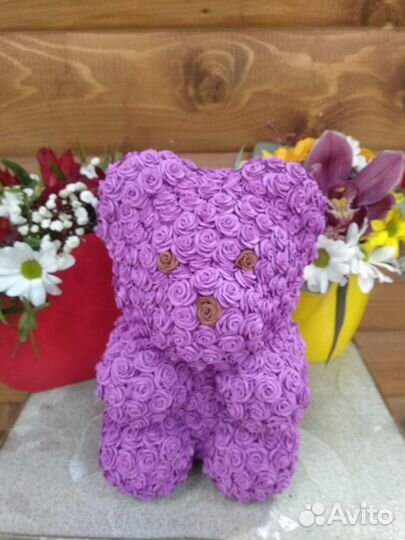 Медведи из роз ручной работы