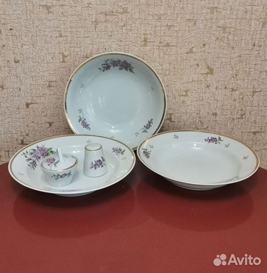 Тарелки и салатник «Сирень» Дулево 1965г