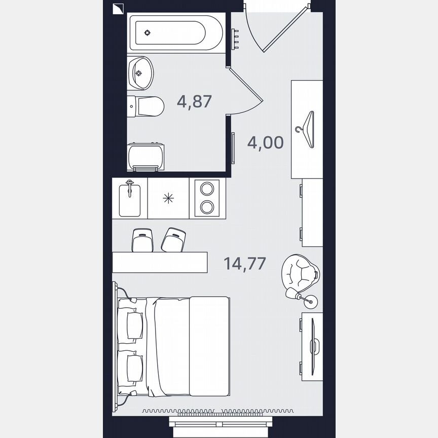 Апартаменты-студия, 23,6 м², 2/24 эт.