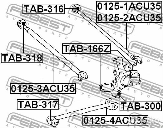 Сайлентблок febest tab166z для а/м toyota avalon, camry, celica, lexus rx ii