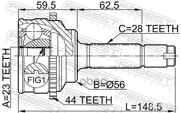 ШРУС наружный 23X56X28 mazda 626 97- 0510039A44