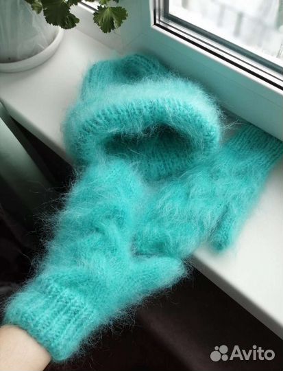 Шапка Облачко, варежки, снуды