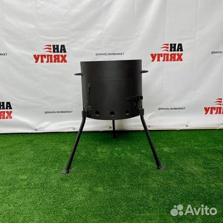 Стальная печь с дверцей для казана на 10 литров