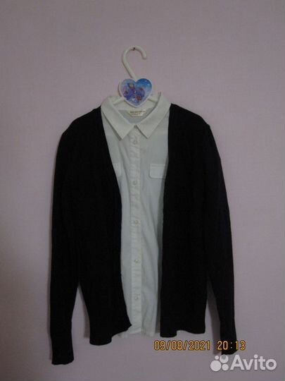 Школьная кофта-кардиган для девочки синяя 40-42 р