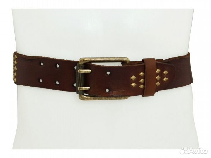 Мужской ремень из кожи буйвола Bedstu, клёпанный