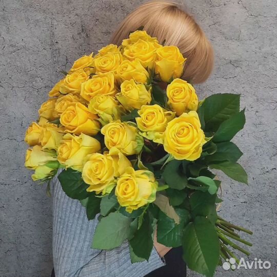 Букет желтых роз, Эквадор, 50см 31 шт