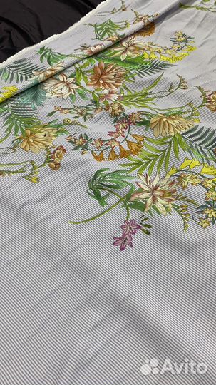 Ткань в полоску вискоза с принтом италиЯ