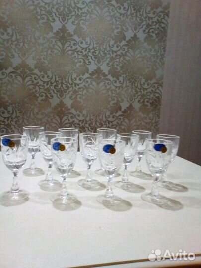 Рюмки хрустальные,новые в упаковке,12 шт,35гр