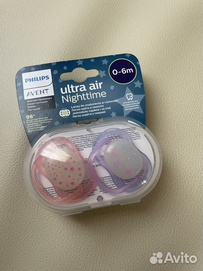 Соска пустышка светящаяся Avent 0-6