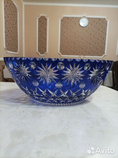 Ваза для фруктов цветной хрусталь