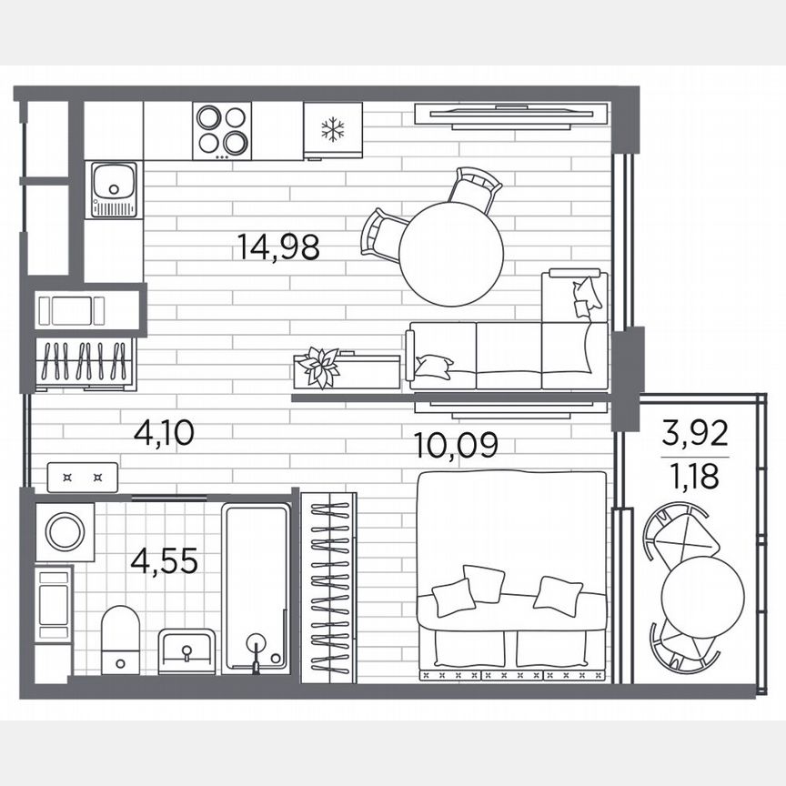 1-к. квартира, 34,9 м², 2/5 эт.