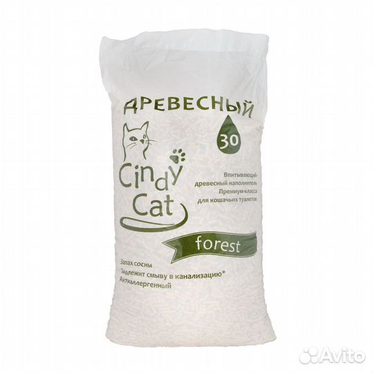 Древесный наполнитель, комкующийся для кошек