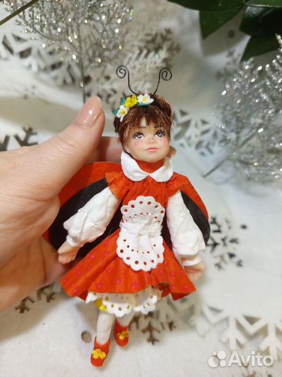 Божья коровка ватная игрушка