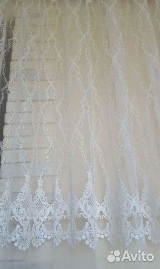 Белоснежная тюль.готовая штора 7.50см,страна произ