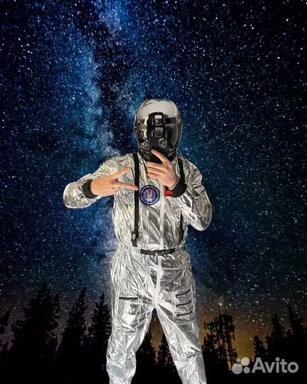 Шлем космонавта зеркальный мотошлем