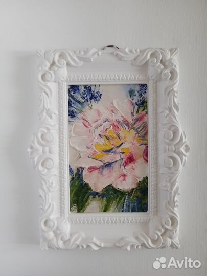 Картина маслом розовые пионы для комода