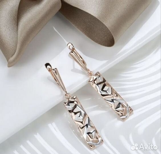 Комплект серьги и кулон (подвеска) позолота 585RG