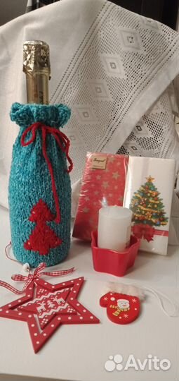 Вязаный подарочный чехол на бутылку