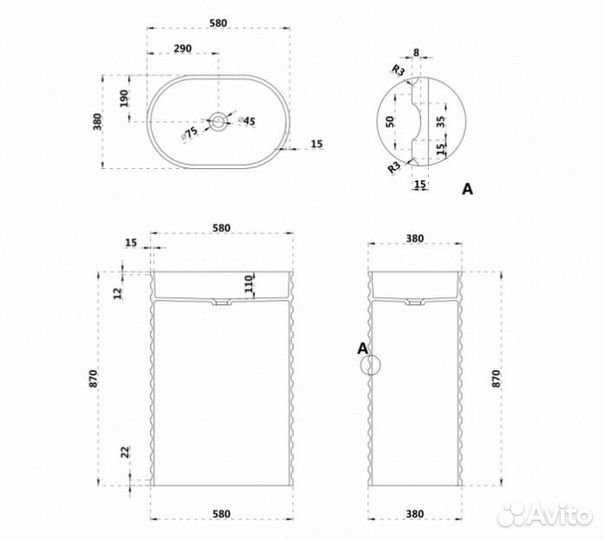 Раковина Abber Stein AS2550
