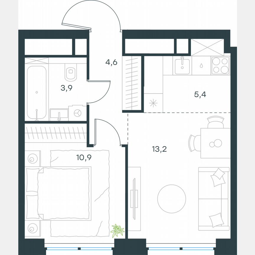 2-к. квартира, 38 м², 47/64 эт.